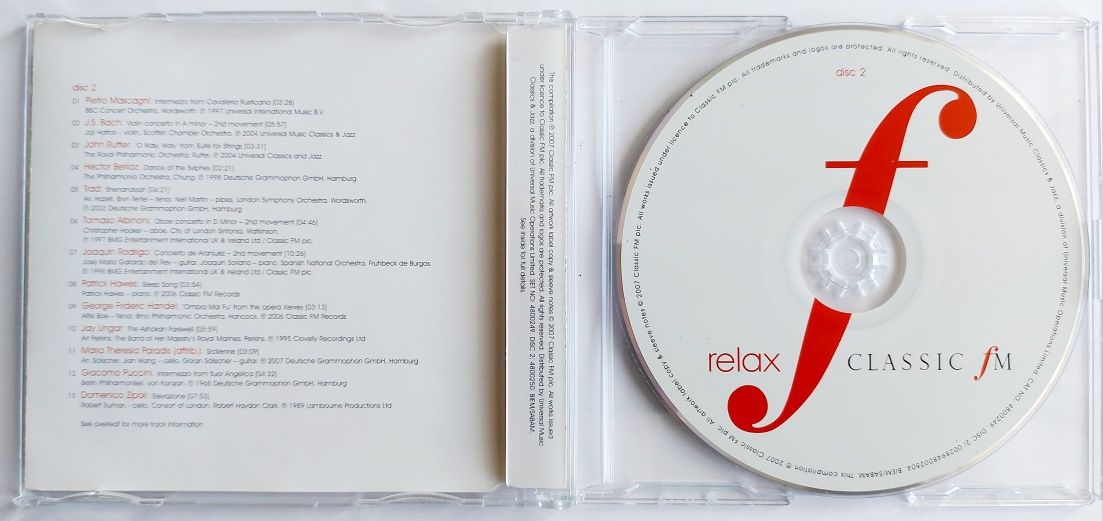 CDs Classic FM Relax 2007r Puccini Rodrigo Zipoli Ungar Hawes