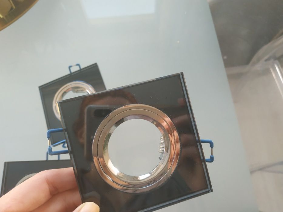 Oprawki sufitowe czarne szkło kwadrat 2 sztuki