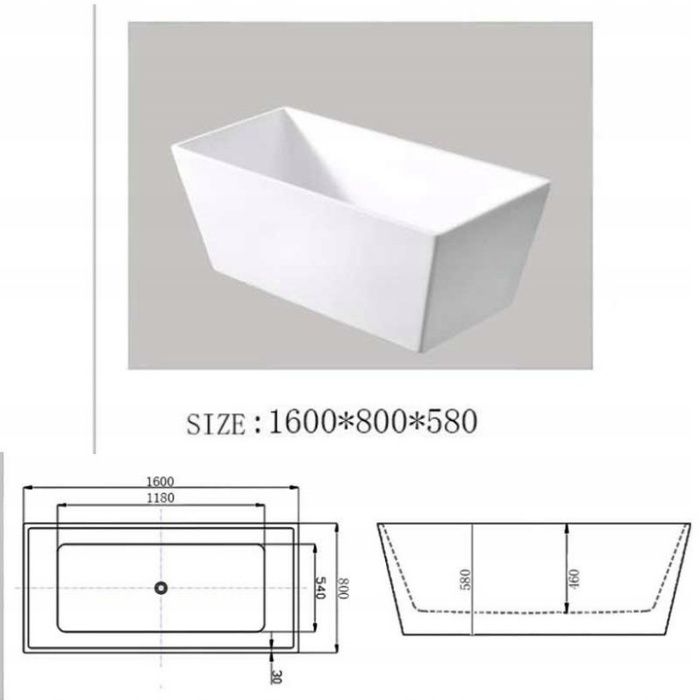 Wanna wolnostojąca VIANA 511A 150x80CM PRZYŚCIENNA