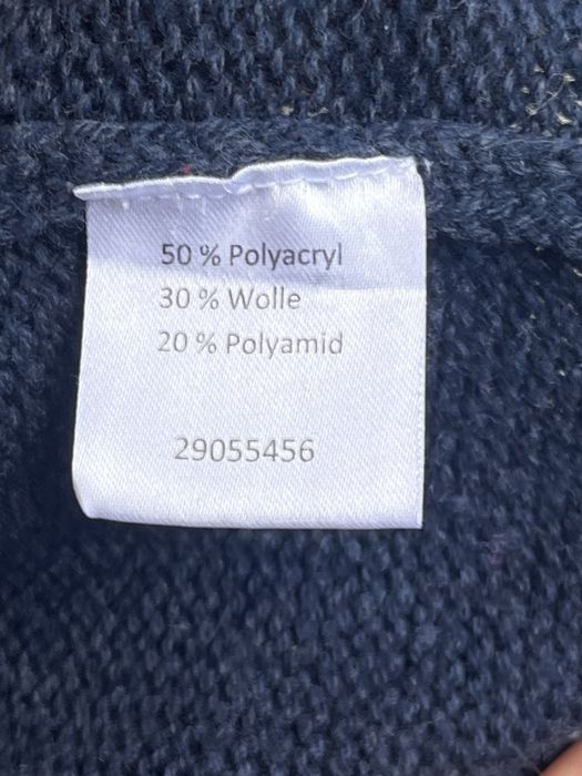 Zimowy granatowy sweter w norweskie wzory z wełną luciano for men