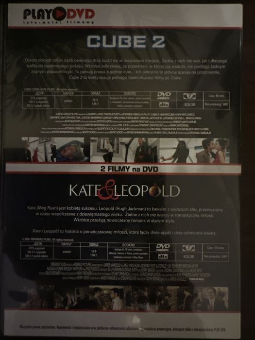 Cube 2 Kate & Leopold 2 filmy DVD