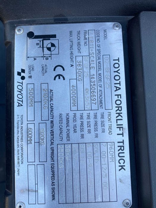 Toyota 02-8FGF25 Gazowy 2017r. GWARANCJA