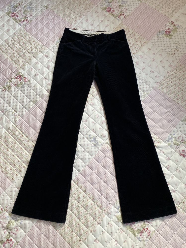 Czarne spodnie sztruksowe sztruksy dzwony XS 34 theory vintage 00s