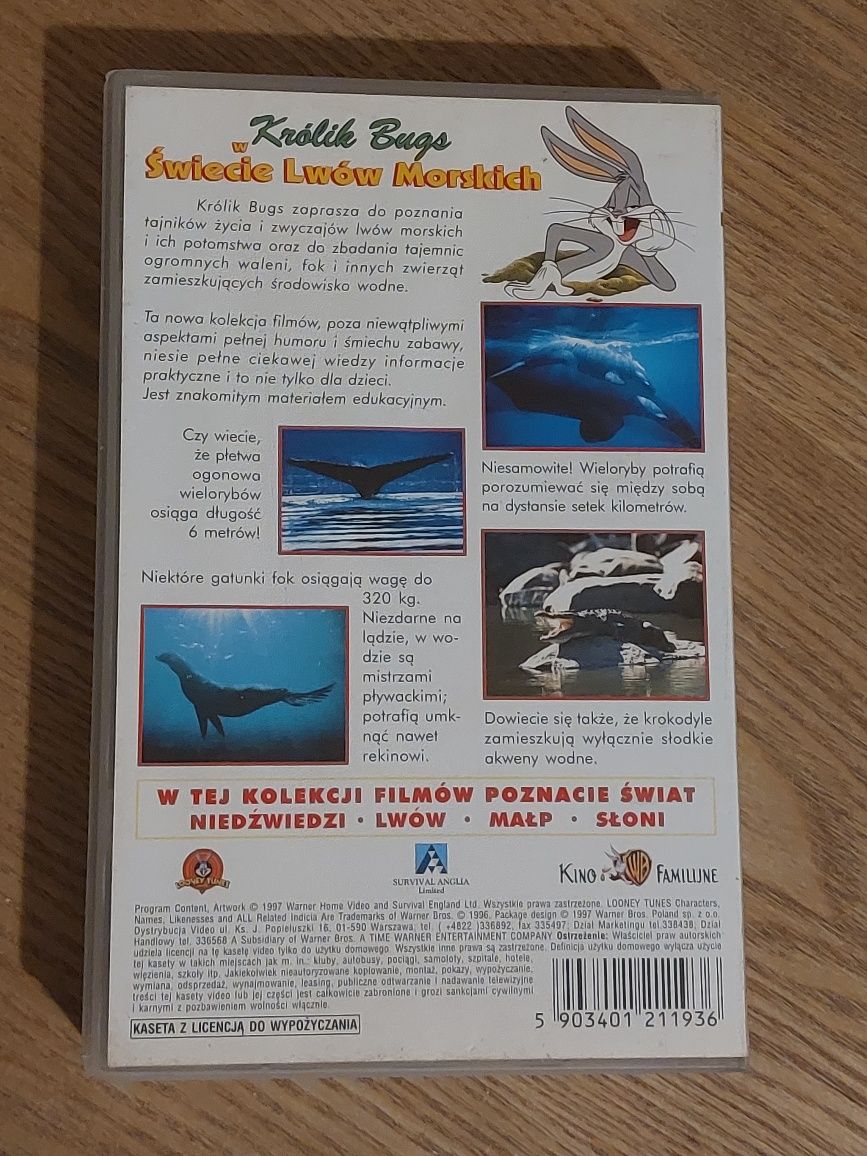 Królik Bugs w świecie lwów morskich zafoliowana kaseta nowa bajla vhs