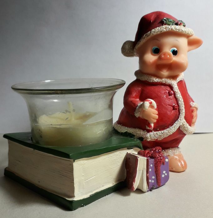 Новогодняя свеча подсвечник елочная игрушка кабанчик