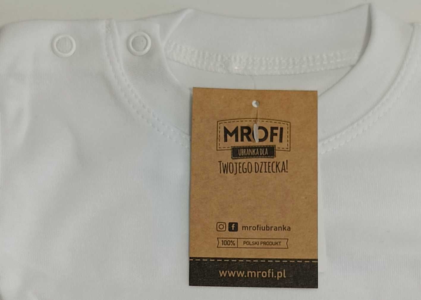 Mrofi Białe body niemowlęce z długim rękawem rozmiar 104 cm