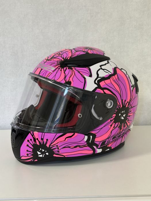 Шолом інтеграл LS2 POPPIES S (55-56) рожевий з білим