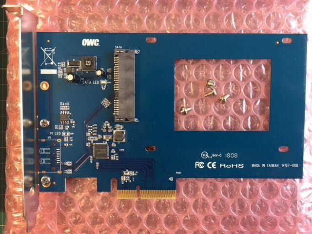 Placa PCIe OWC Mercury Accelsior para drive 2,5” Mac/PC, como nova