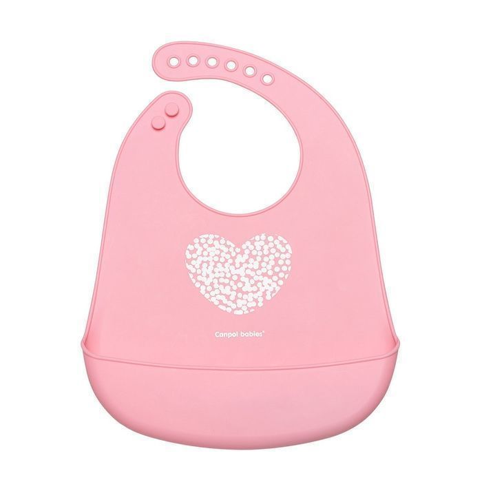 Canpol Babies Śliniak Silikonowy Z Kieszenią Pastelove Pink (P1)