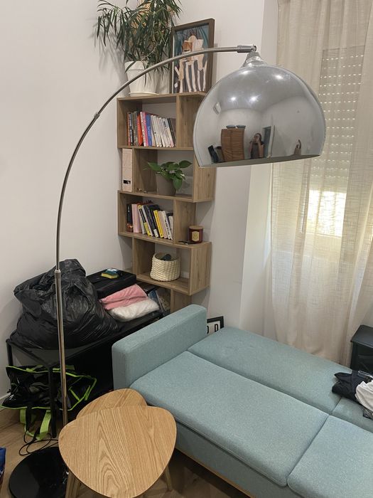 Candeeiro de pe HOMCOM metal prata