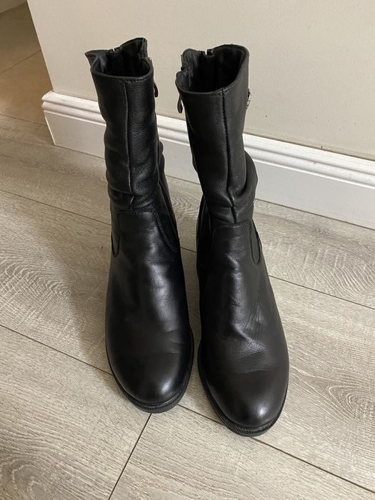 Шкіряні чобітки/ботінки на овчині, зимові