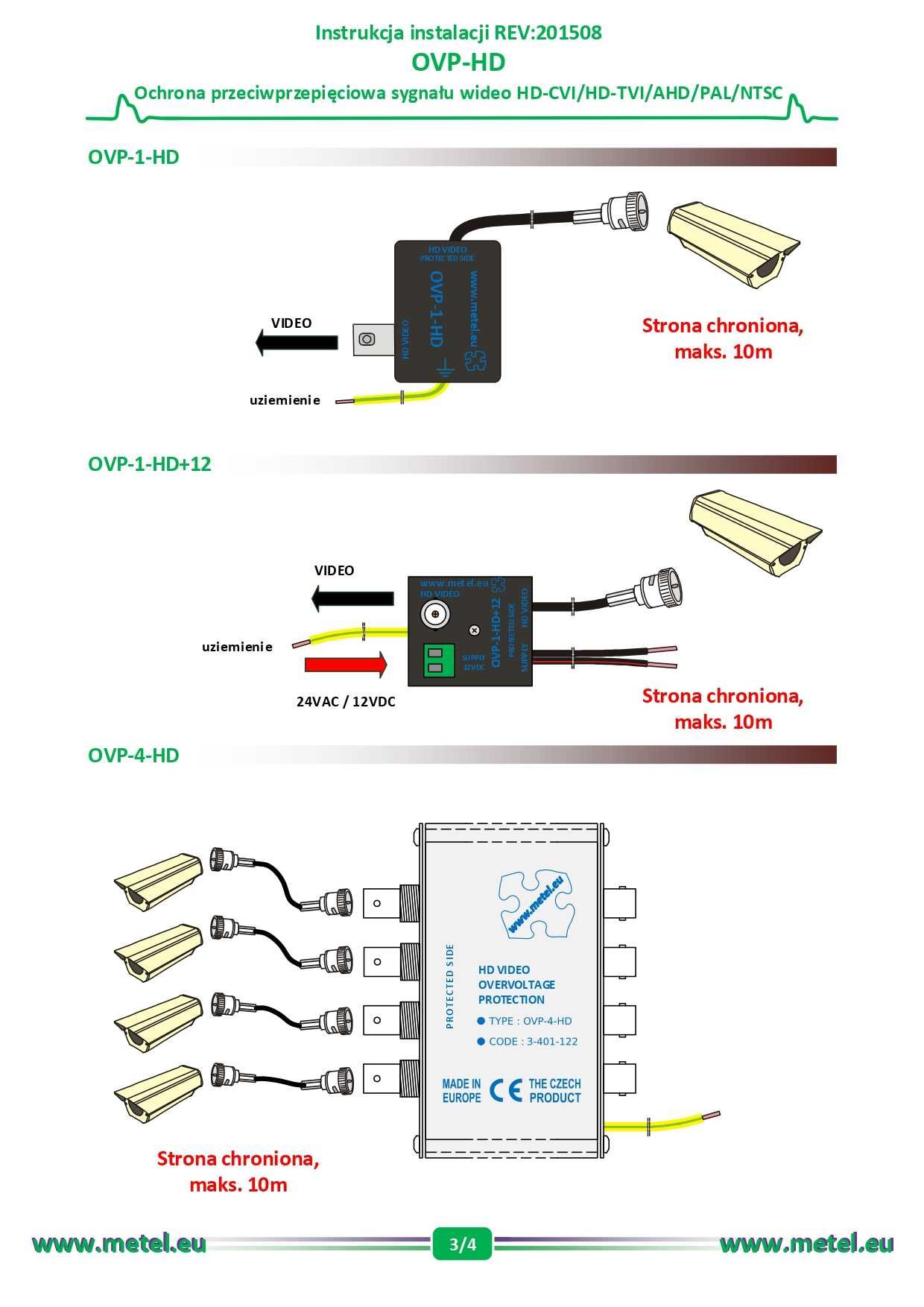 OVP-1-HD+12 Zabezpieczenie przeciwprzepięciowe Kamera Monitoring -60%