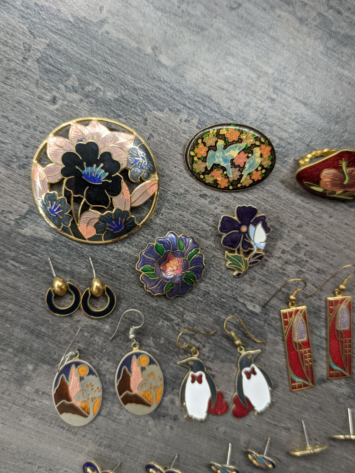 Брошь серьги гвоздики Клуазоне Cloisonne