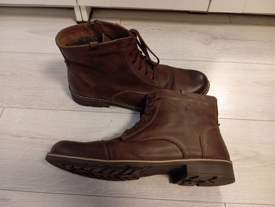 Buty trzewiki sztyblety męskie skórzane wysokie r.49 wkładka 33cm