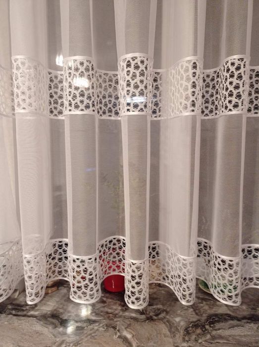 Тюль біла коротка 1.54, фіранка на кухню, в дитячу