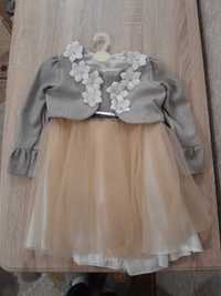Сукня святкова з піджаком (сіра з кремовим) 2 роки