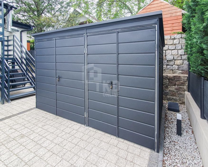 Schowek - Domek Ogrodowy 3,5X2M 2X Brama Dwuskrzydłowa Antracyt Tkd226