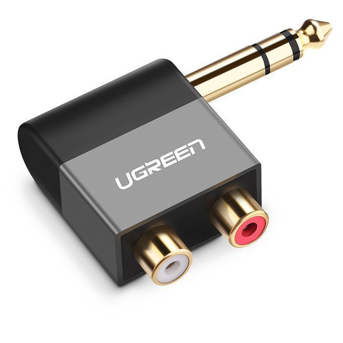 Ugreen Adapter Audio Jack 6.35Mm Męski Do 2Xrca Żeński Czarny (Av147)