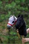 Hobby horse czarny koń na kiju fryzyjski figurka hobbyhorse