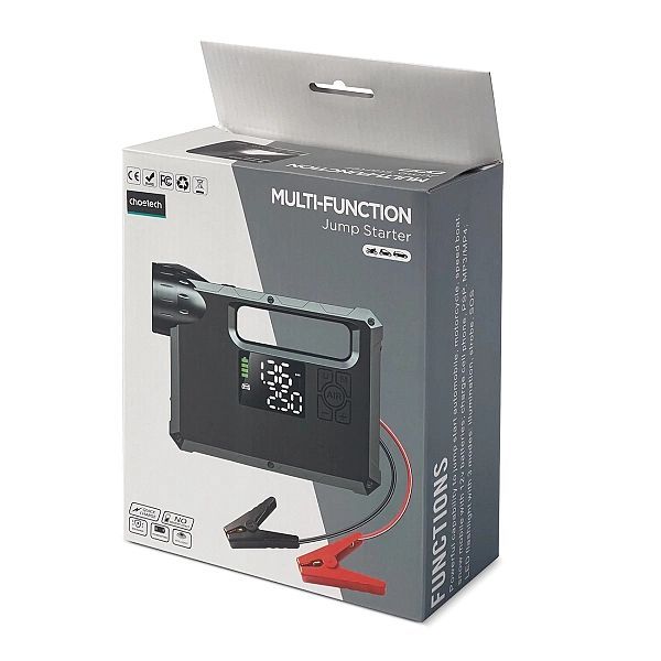 Choetech jump starter z kompresorem, powerbankiem 8000mAh, latarką Led