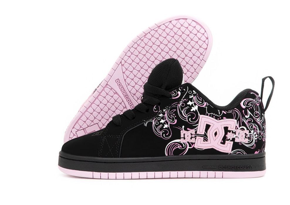 Кеди жіночі DC Shoes Court Graffik Black Pink Кеды женские