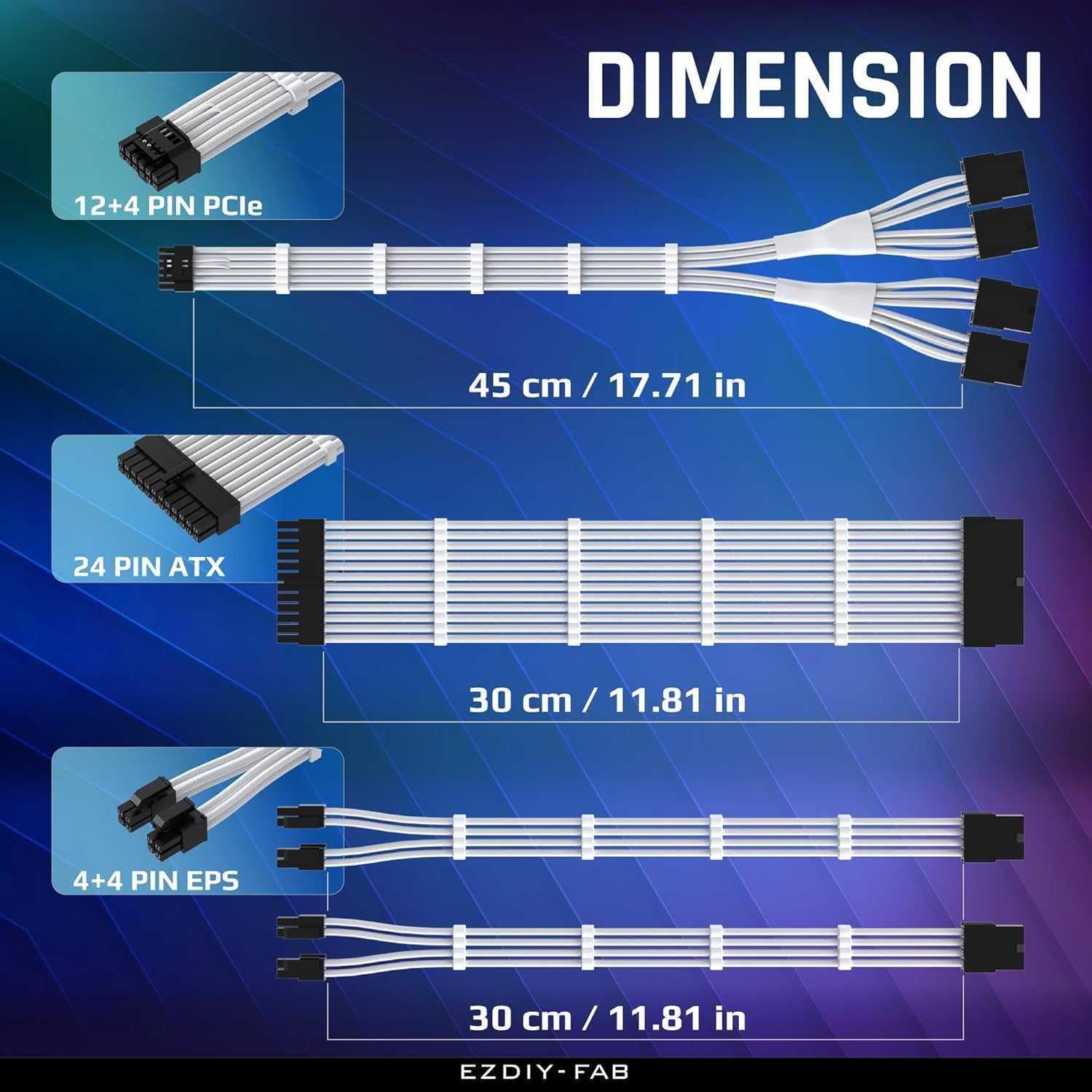 EZDIY-FAB PCIE 5.0 12VHPWR Zestaw kabli przedłużających
