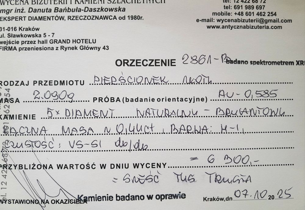 Pierścionek super cena Brylanty 0.44ct Złoto 585 WYCENA