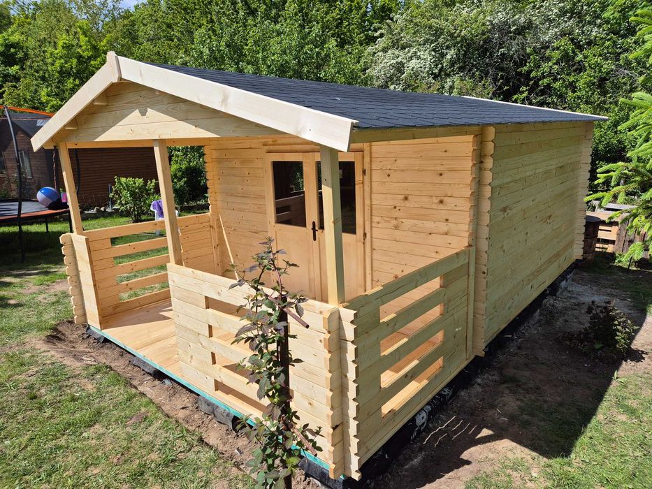 Od RĘKI masywny DOMEK letniskowy/ogrodowy +TARAS*6x4*24m2*BALIK 34mm