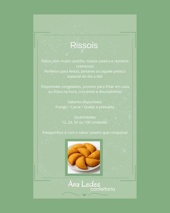Rissois congelados ou fritos