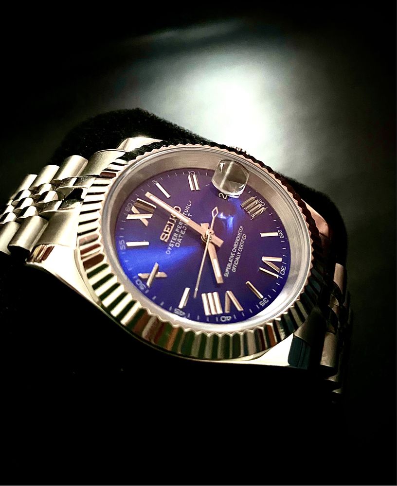Customowy Zegarek Automatyczny „Seiko Mod Datejust” Niebieski