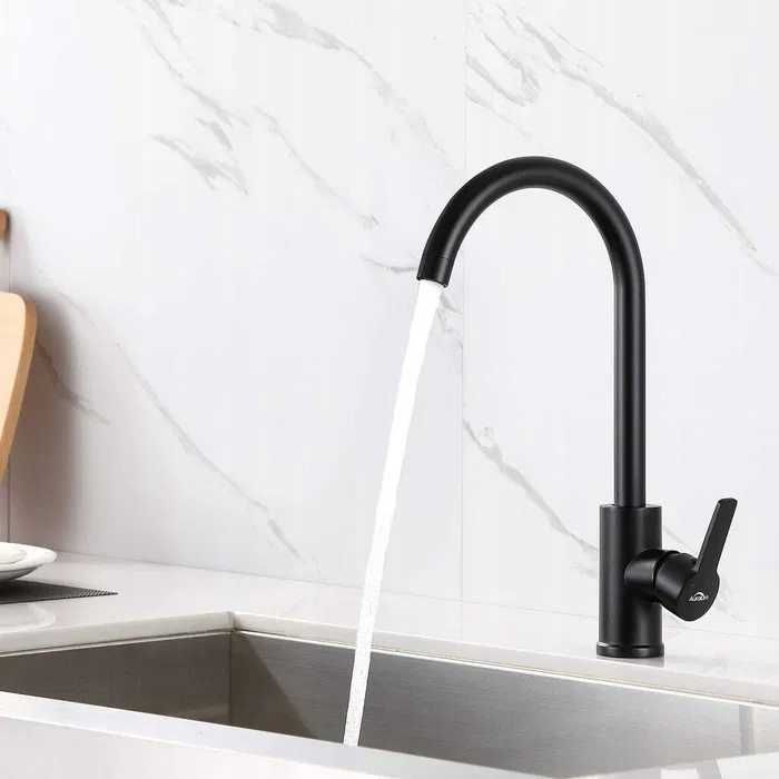 Auralum Bateria zlewozmywakowa z wysoką wylewką CZARNA NOWA GWARANCJA