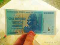 Nota 100 triliões de dólares Zimbabué p