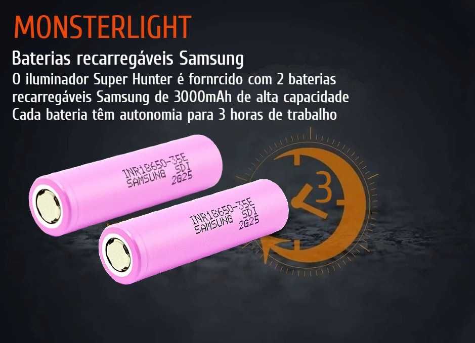 Iluminador MonsterLight Super Hunter LEDS 810, 850 e 940 potenciómetro