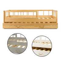 Łóżko dziecięce drewniane tapczan na 2 materace 80x160 cm + barierki