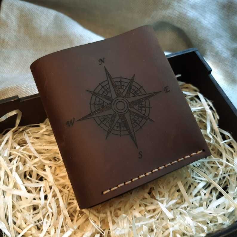 Portfel handmade męski skórzany z grawerem z inicjałami z imieniem