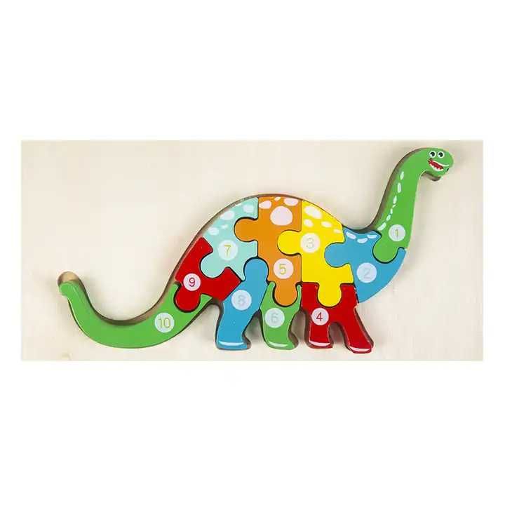 Puzzle drewniane 3D montessori - Dinozaur