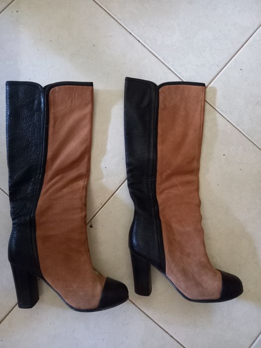 Botas em pele e camurça n.37