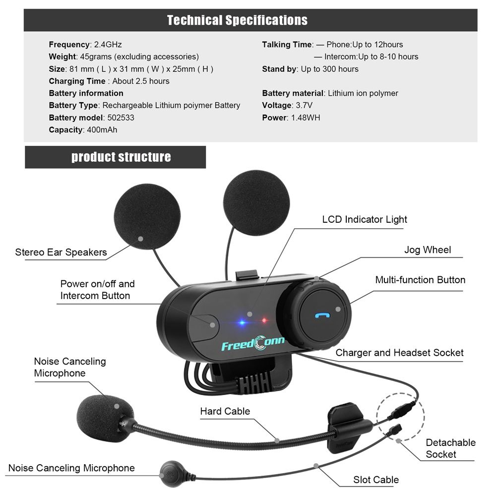Мотогарнітура FreedConn T-com