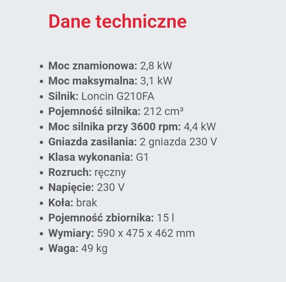 Agregat prądotwórczy OM Line 3.1kW kw stan idealny.