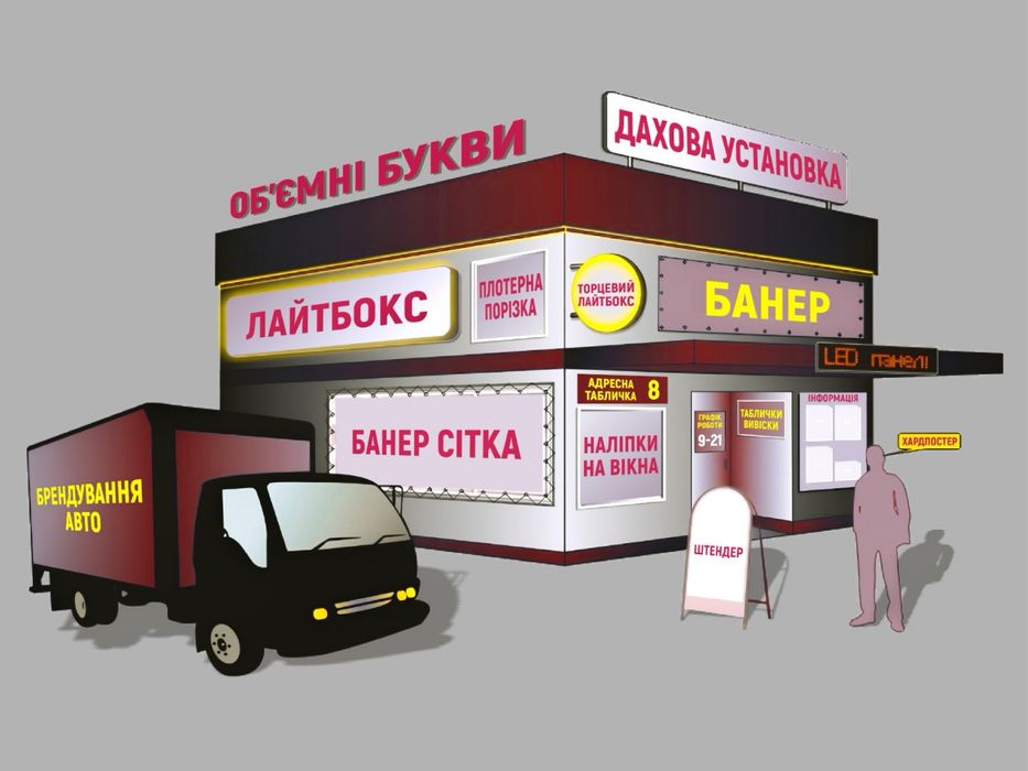 Зовнішня Реклама!!! Світлова Реклама!!! Банер! Плівка