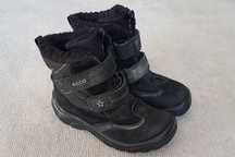 buty zimowe, kozaki, ocieplane, czarne, zamszowe, rzepy, ecco