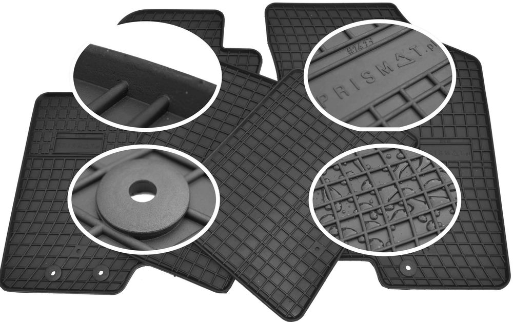 Dywaniki gumowe samochodowe do auta dopasowane czarne Prismat +stopery
