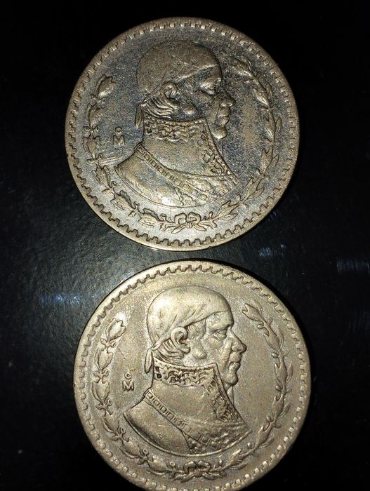 2 moedas de prata de 1 Peso 1960 e 1962 México.