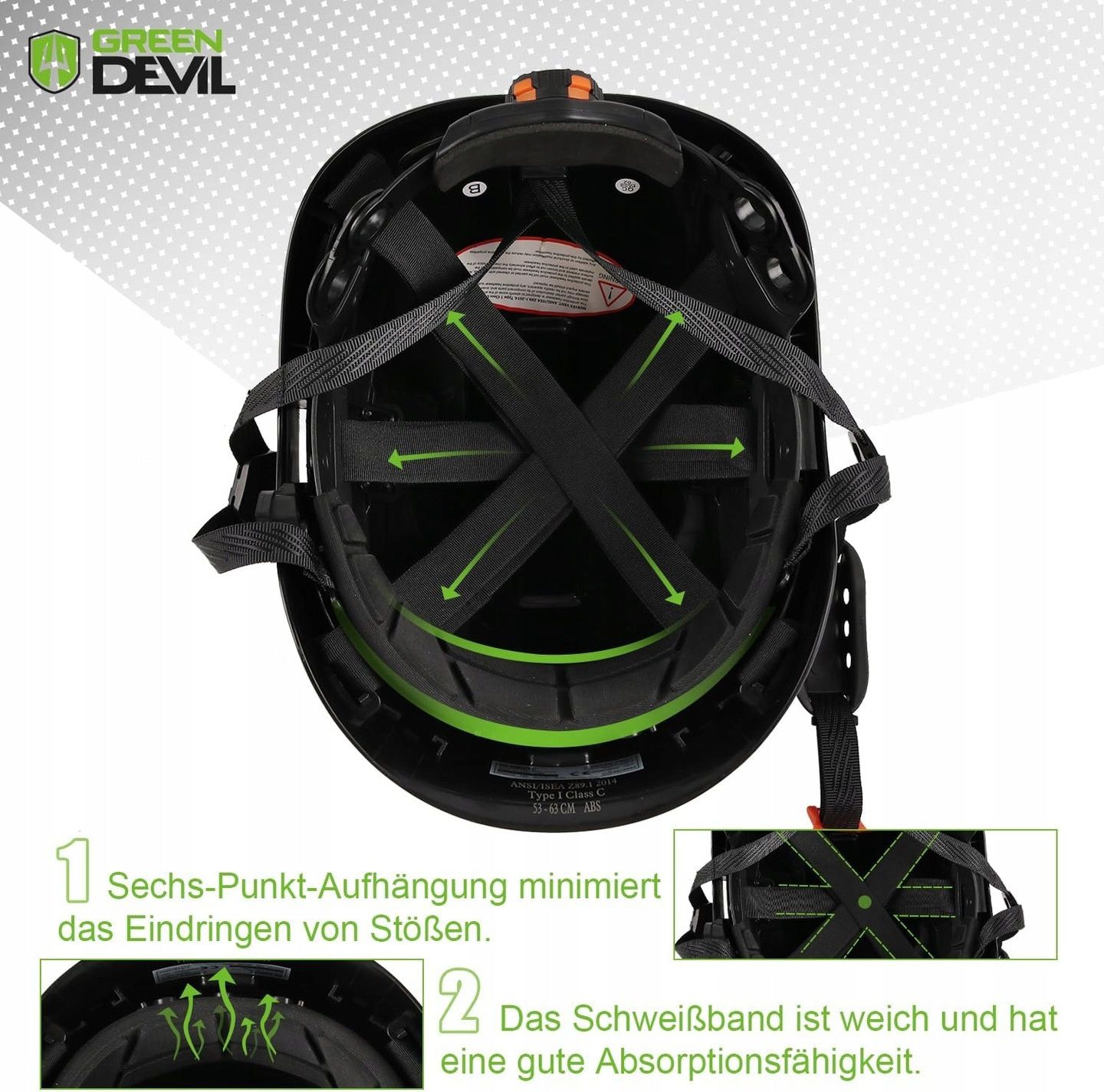 Kask Ochronny GREEN DEVIL 3w1 z Wizjerem i Nausznikami