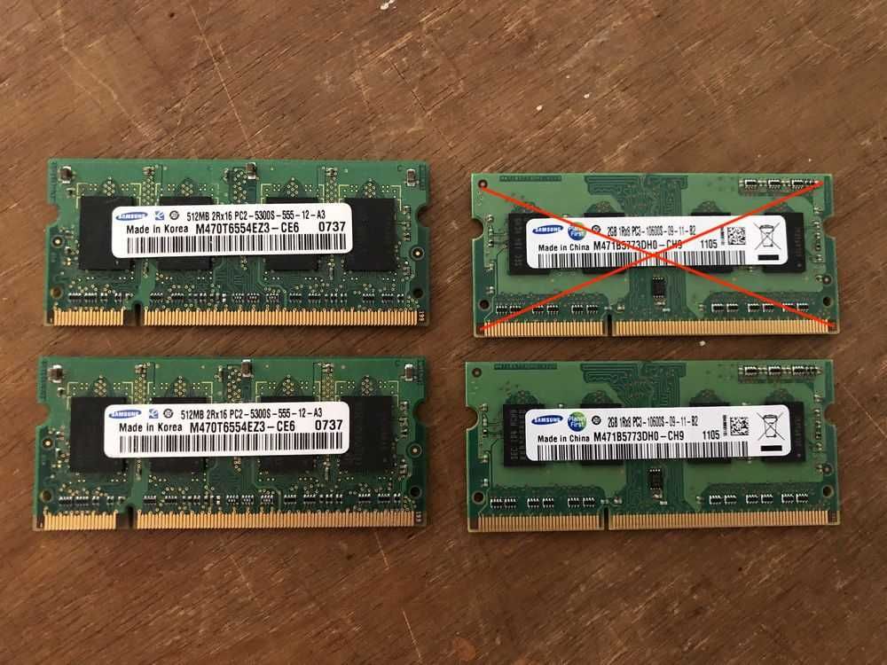 Memorias RAM 512mb e 2gb