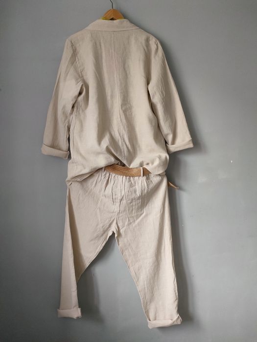 Garnitur len bawełna lniany żakiet chinosy  komunia wesele lato upały