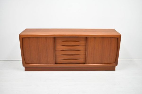 Komoda tekowa,sideboard,witryna ścienna Dyrlund,Dania lata 70,mid-c