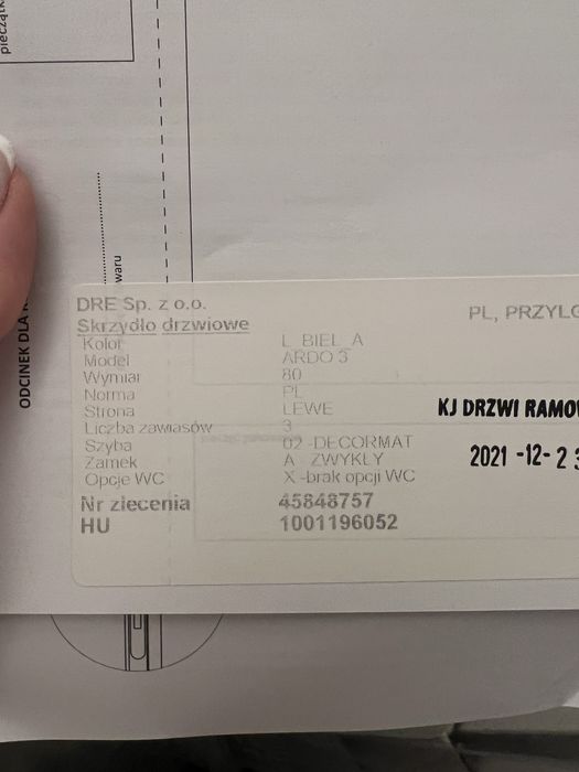 Drzwi wewnetrzne DRE model Ardo pokojowe + wc
