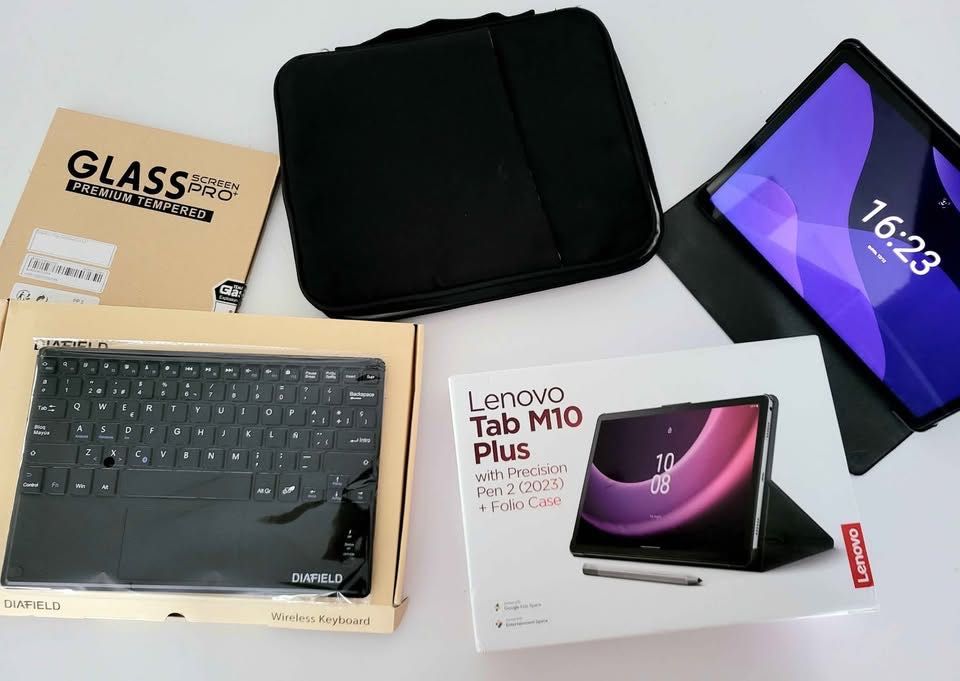 Tablet Lenovo M10 Plus 2023 com pen, capa, teclado, mala