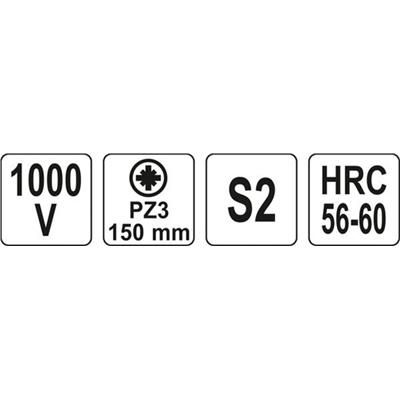 Wkrętak izolowany 1000V PZ3 150mm Yato